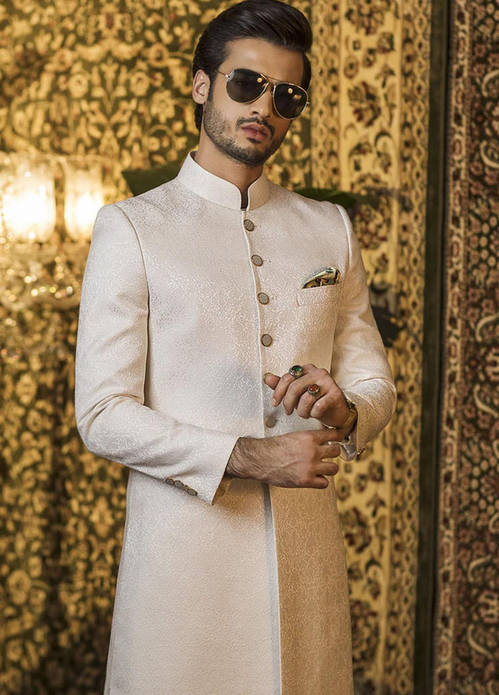 Mohtaram Jamawar Formal Men Sherwani -  Sherwani Off-White