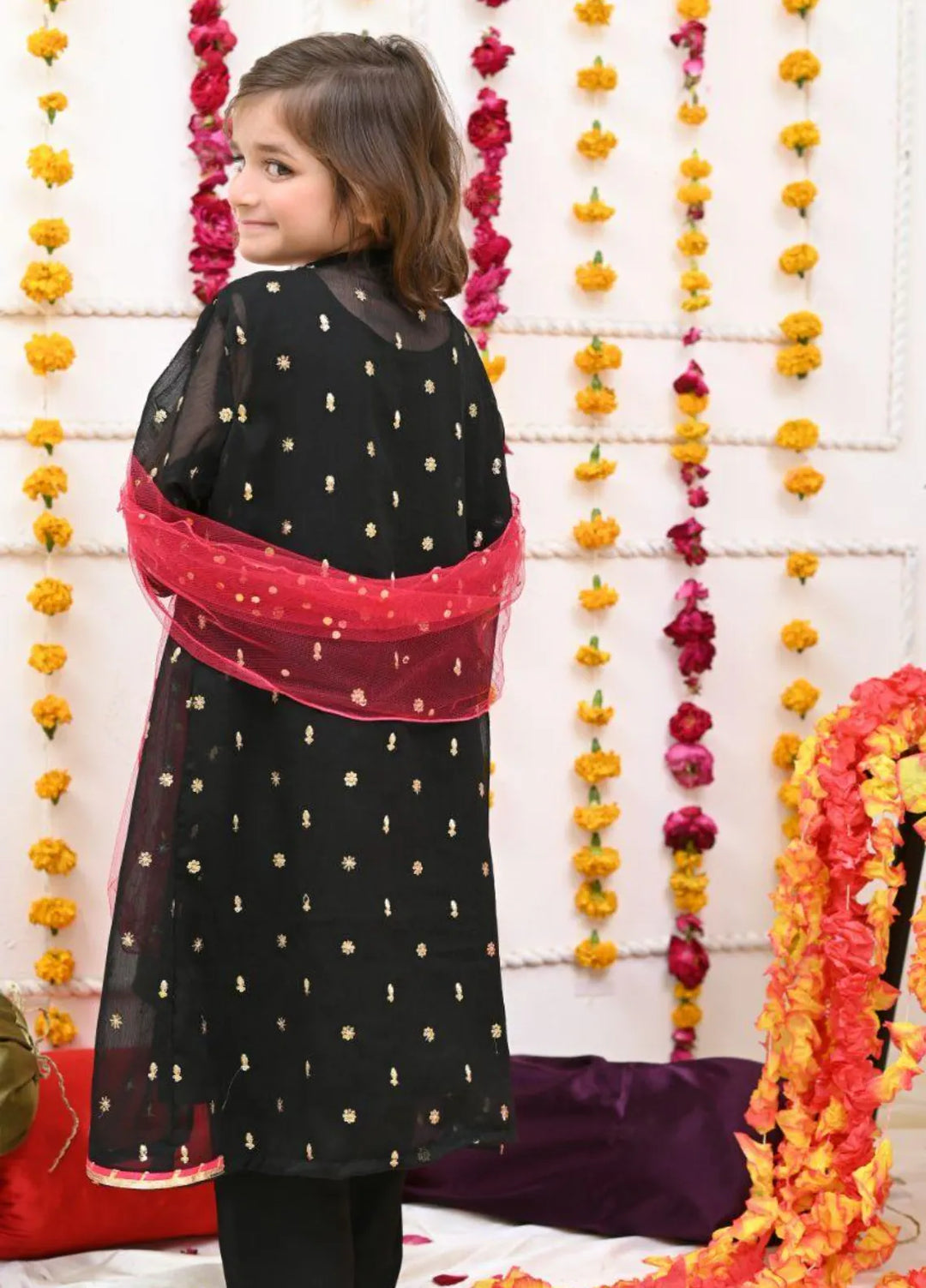 Mom4Little Pret Chiffon Black front open Jacket
