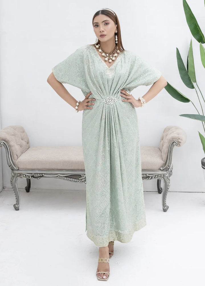 Mona Embroidery Pret Embroidered Chiffon 3 Piece Suit Celestial Charm-Mint-Green