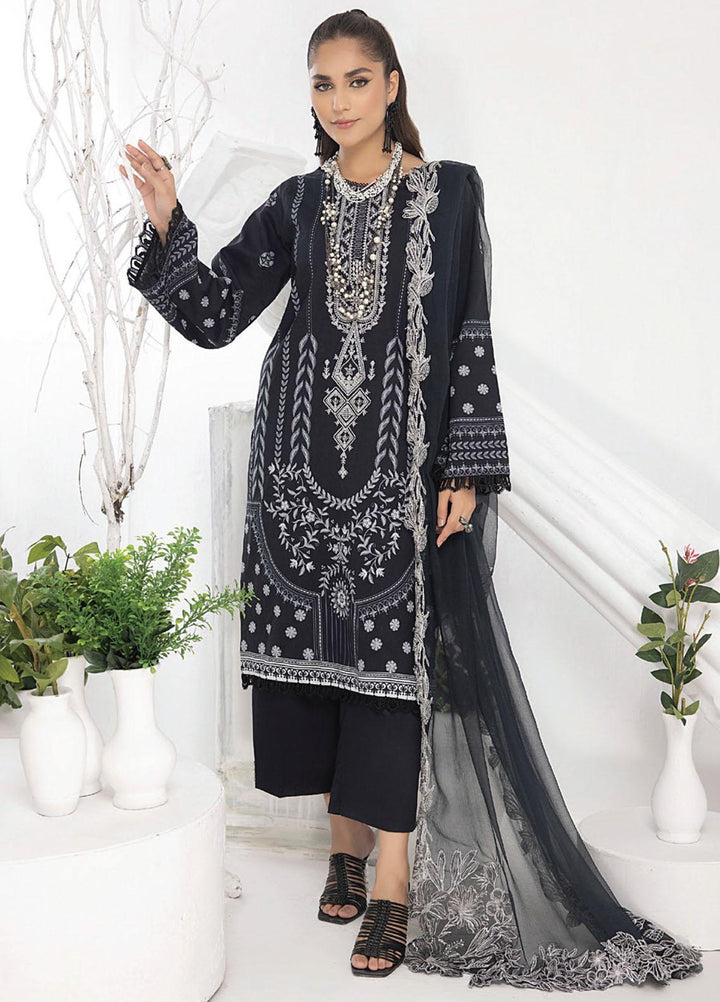Monochrome By Humdum Embroidered Lawn Suits Unstitched 3 Piece HD23MC D-02 - Summer Collection