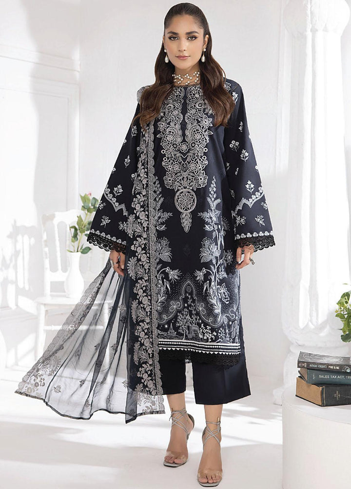 Monochrome By Humdum Embroidered Lawn Suits Unstitched 3 Piece HD23MC D-05 - Summer Collection