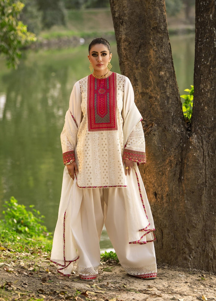 Moonstruck by Nosheen Khalid Pret Embroidered Lawn 3 Piece Suit Ivory Eclipse