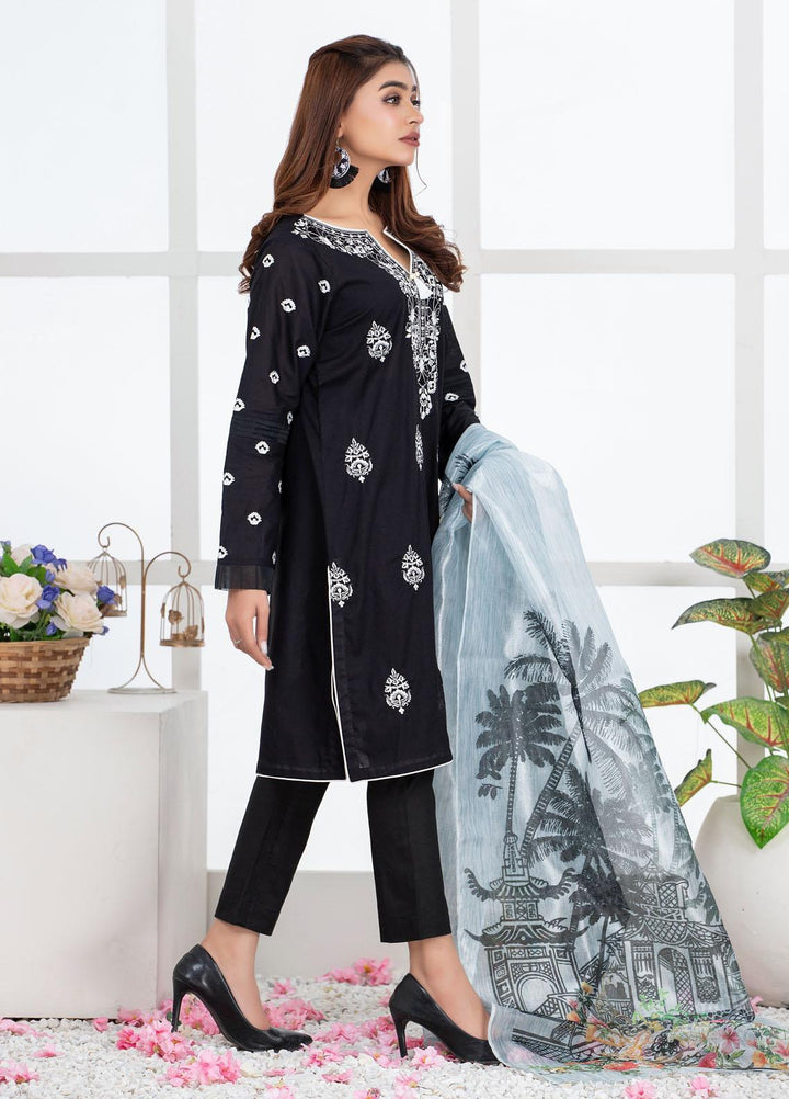 Mosaic Luxury Pret Embroidered Cotton 3 Piece Suit MS21L BLACK
