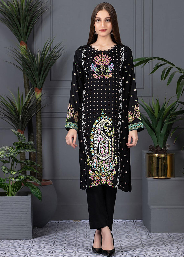Mosaic Casual Pret Embroidered Raw Silk 2 Piece Suit MS21LR BLACK