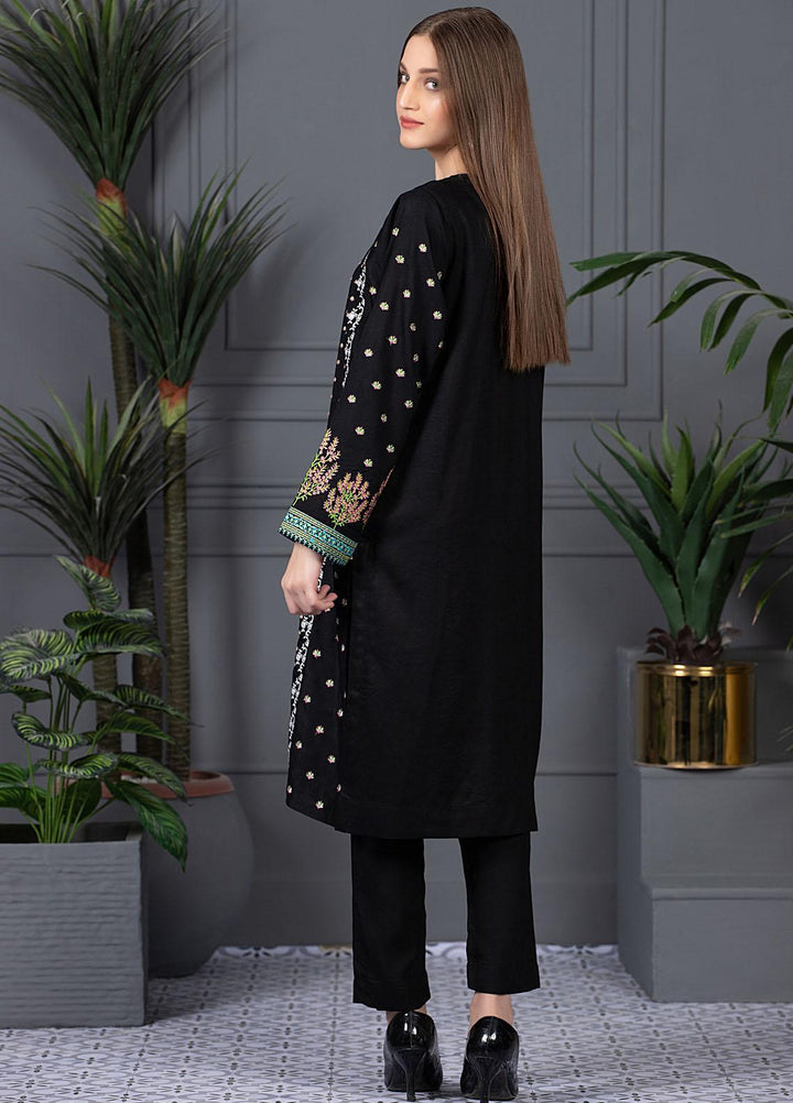 Mosaic Casual Pret Embroidered Raw Silk 2 Piece Suit MS21LR BLACK