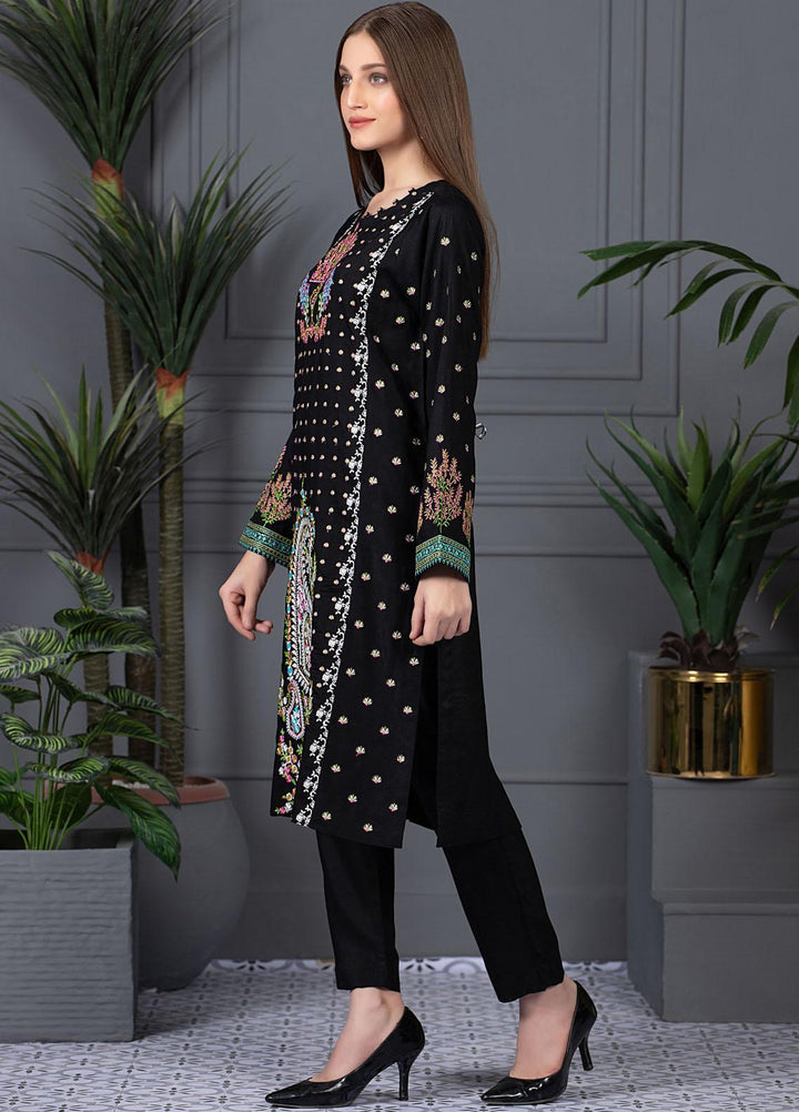 Mosaic Casual Pret Embroidered Raw Silk 2 Piece Suit MS21LR BLACK