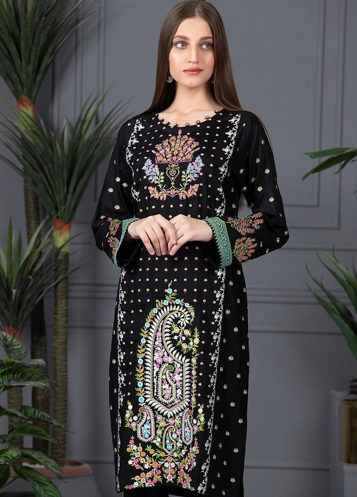 Mosaic Casual Pret Embroidered Raw Silk 2 Piece Suit MS21LR BLACK