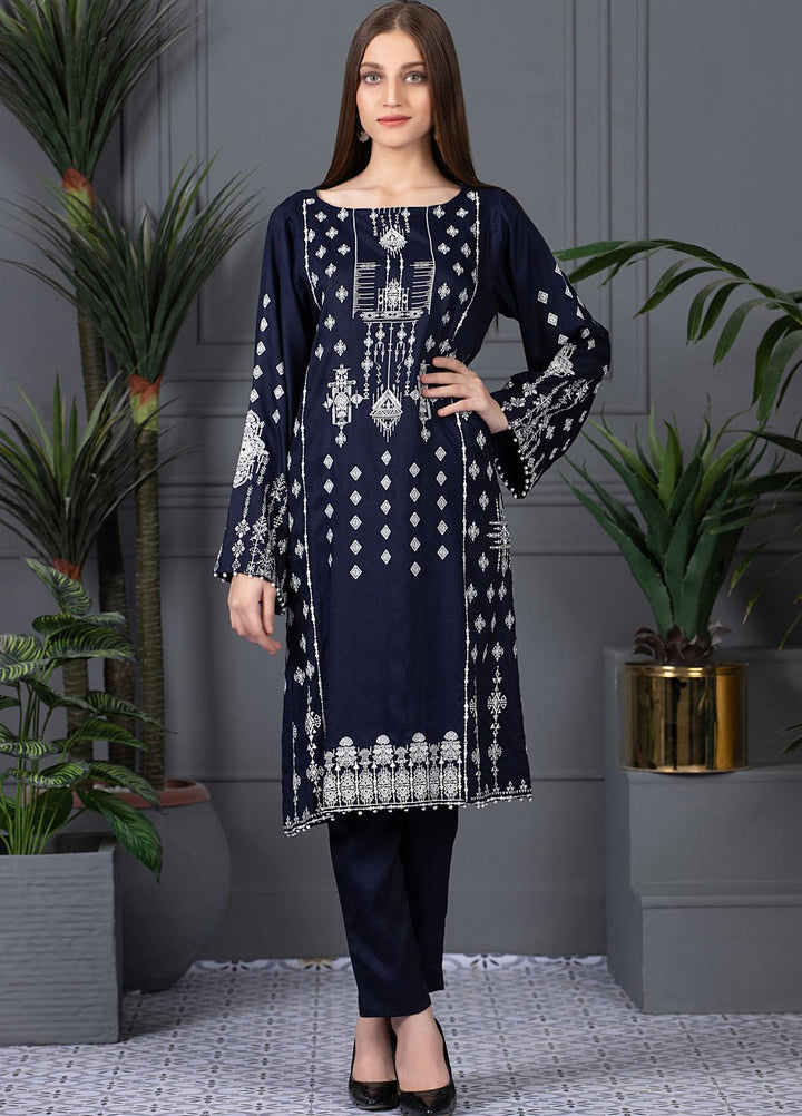 Mosaic Casual Pret Embroidered Raw Silk 2 Piece Suit MS21LR BLUE