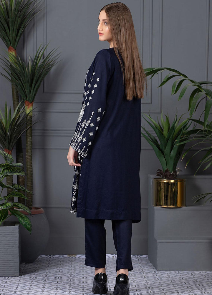 Mosaic Casual Pret Embroidered Raw Silk 2 Piece Suit MS21LR BLUE
