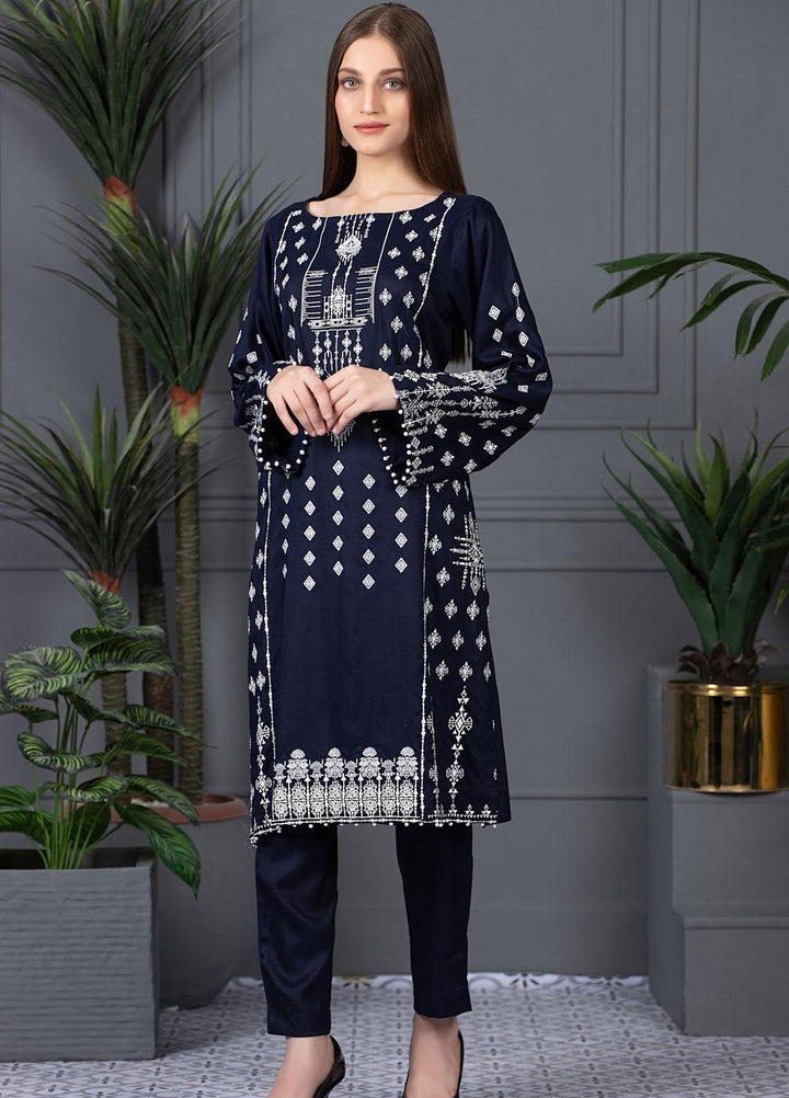 Mosaic Casual Pret Embroidered Raw Silk 2 Piece Suit MS21LR BLUE
