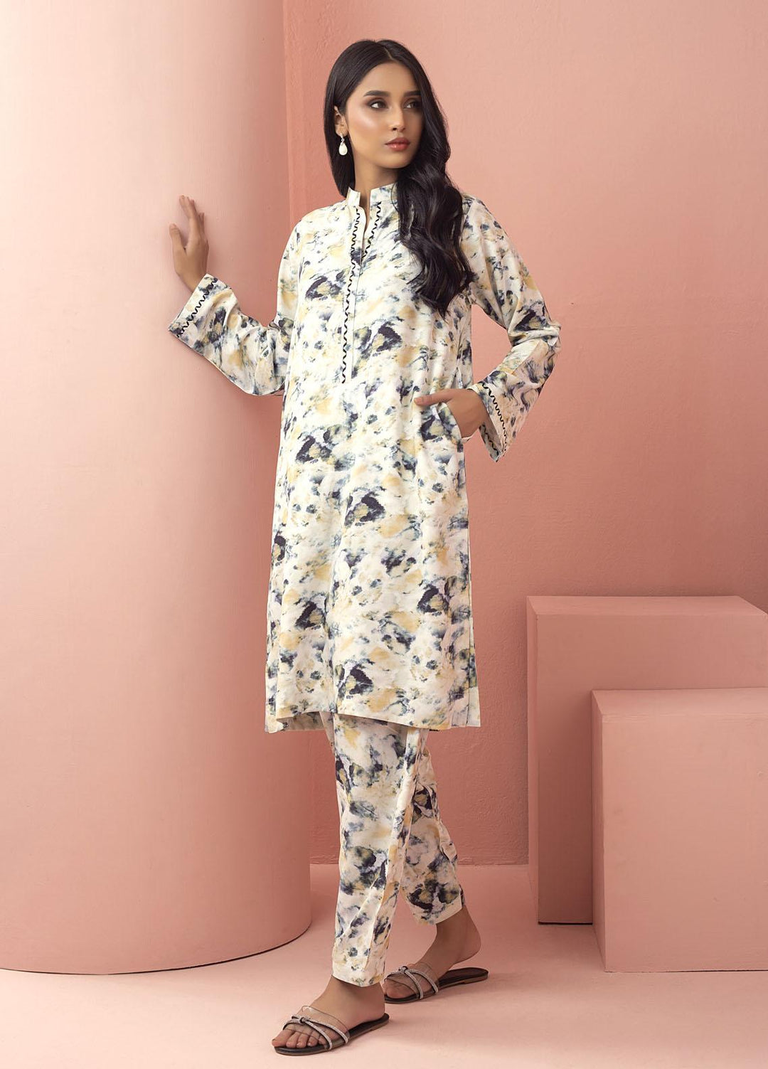 Mosaic Casual Pret  Cotton 2 Piece Suit 111035 BLOTCHED
