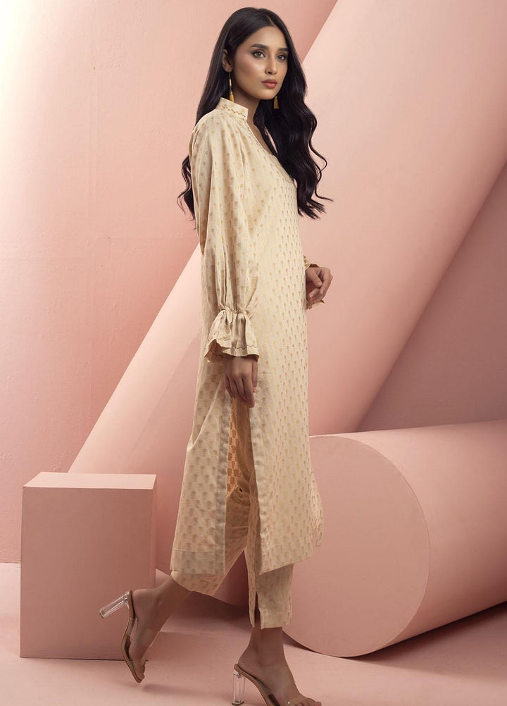 Mosaic Casual Pret  Cotton 2 Piece Suit 111038 BEIGE RUFFLES
