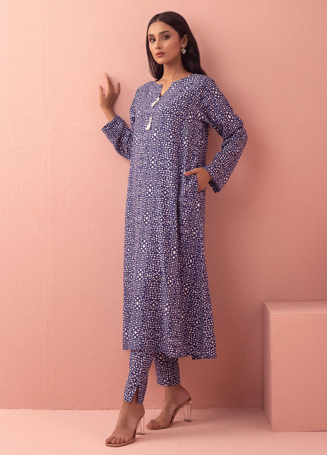Mosaic Casual Pret  Cotton 2 Piece Suit MS22SP-2 BLUE