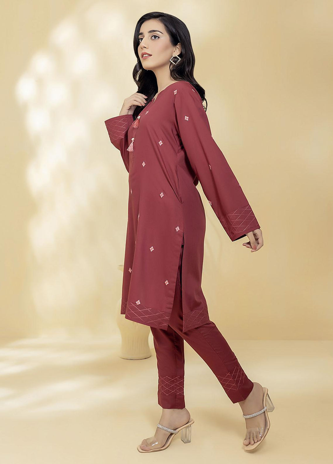 Mosaic Casual Pret  Cotton 2 Piece Suit MS22SP-2 111046 CRIMSON