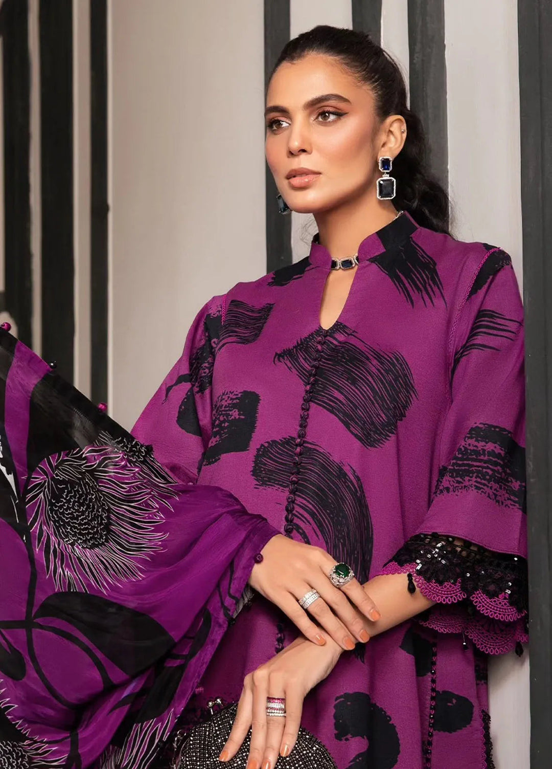 M.Prints By Maria B Embroidered Lawn Suit Unstitched 3 Piece MB24E2 5B - Summer Collection