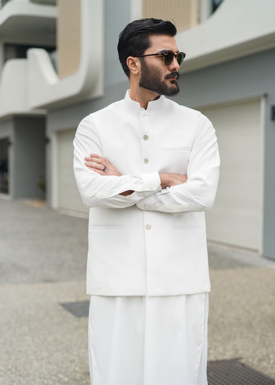 Farmanrawa by Buraq Mens RTW Solids Wash N Wear 3 Piece Suit Noor Casual Collection