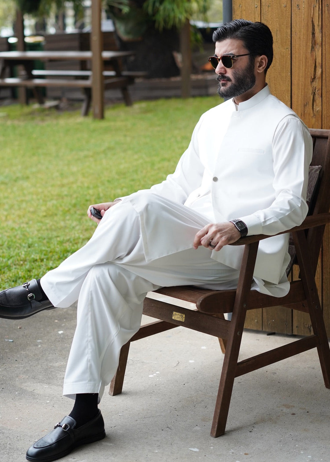 Farmanrawa by Buraq Mens RTW Solids Wash N Wear 3 Piece Suit Noor Casual Collection