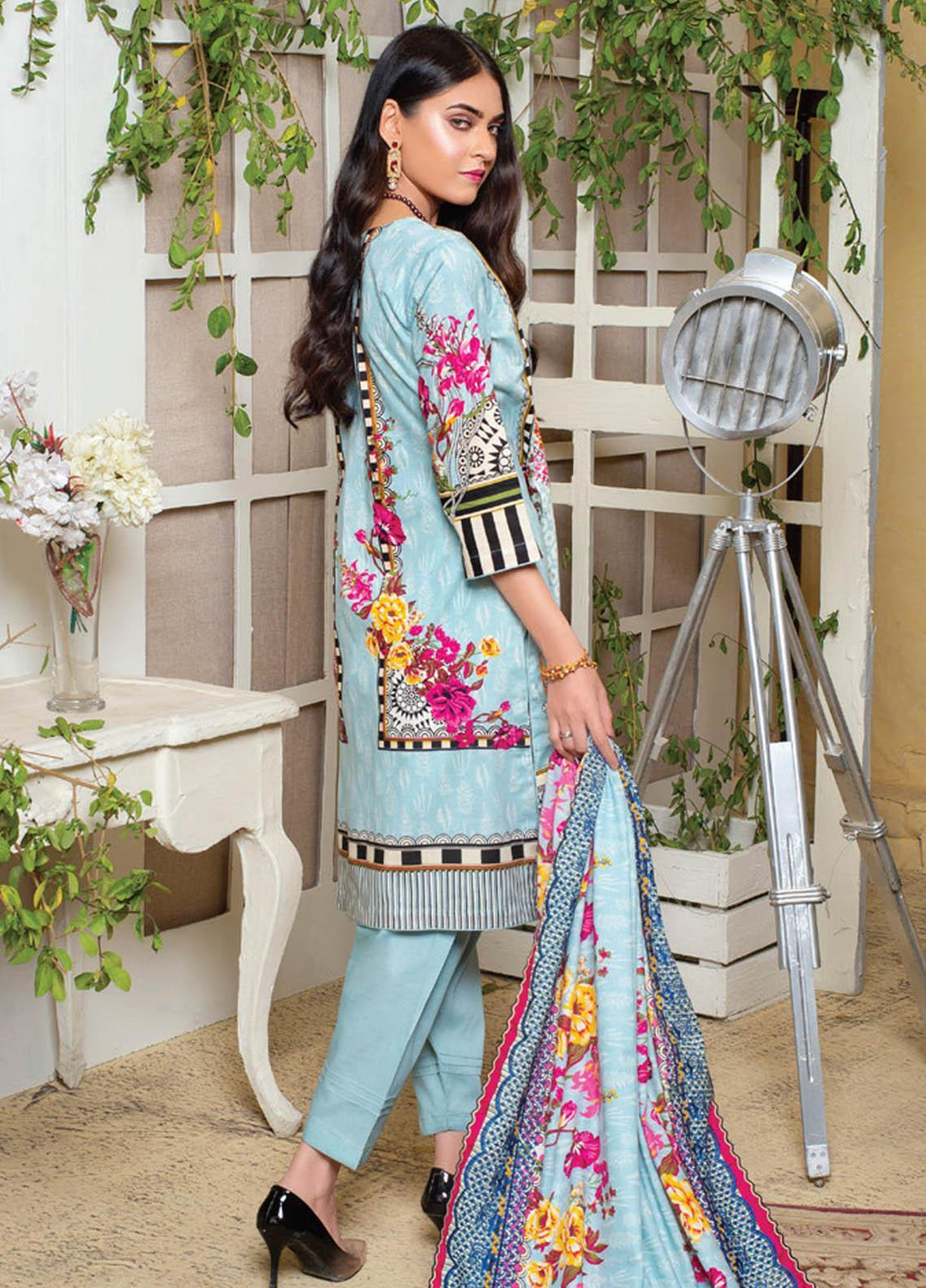 MTF Embroidered Lawn Suits Unstitched 3 Piece MTF21EL MTF-3-B - Summer Collection