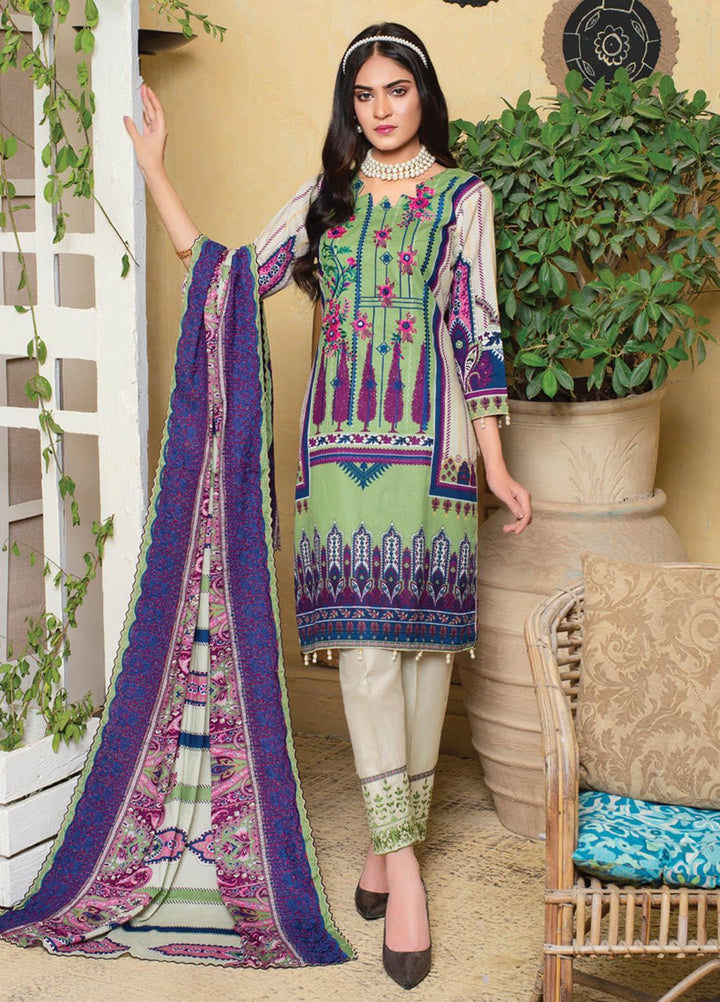MTF Embroidered Lawn Suits Unstitched 3 Piece MTF21EL MTF-4-B - Summer Collection