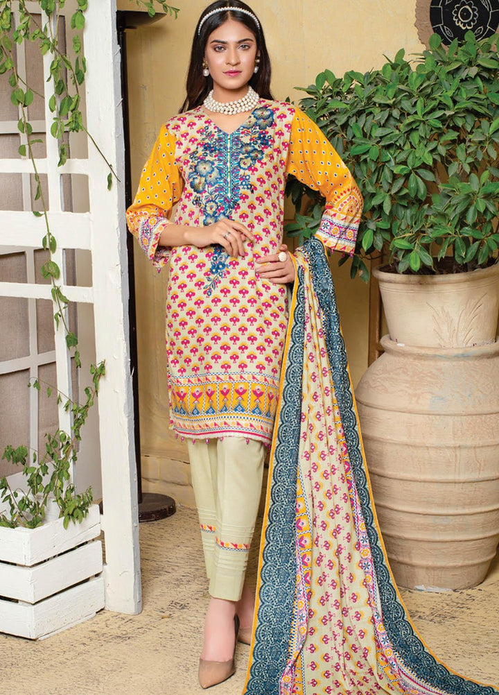 MTF Embroidered Lawn Suits Unstitched 3 Piece MTF21EL MTF-5-A - Summer Collection