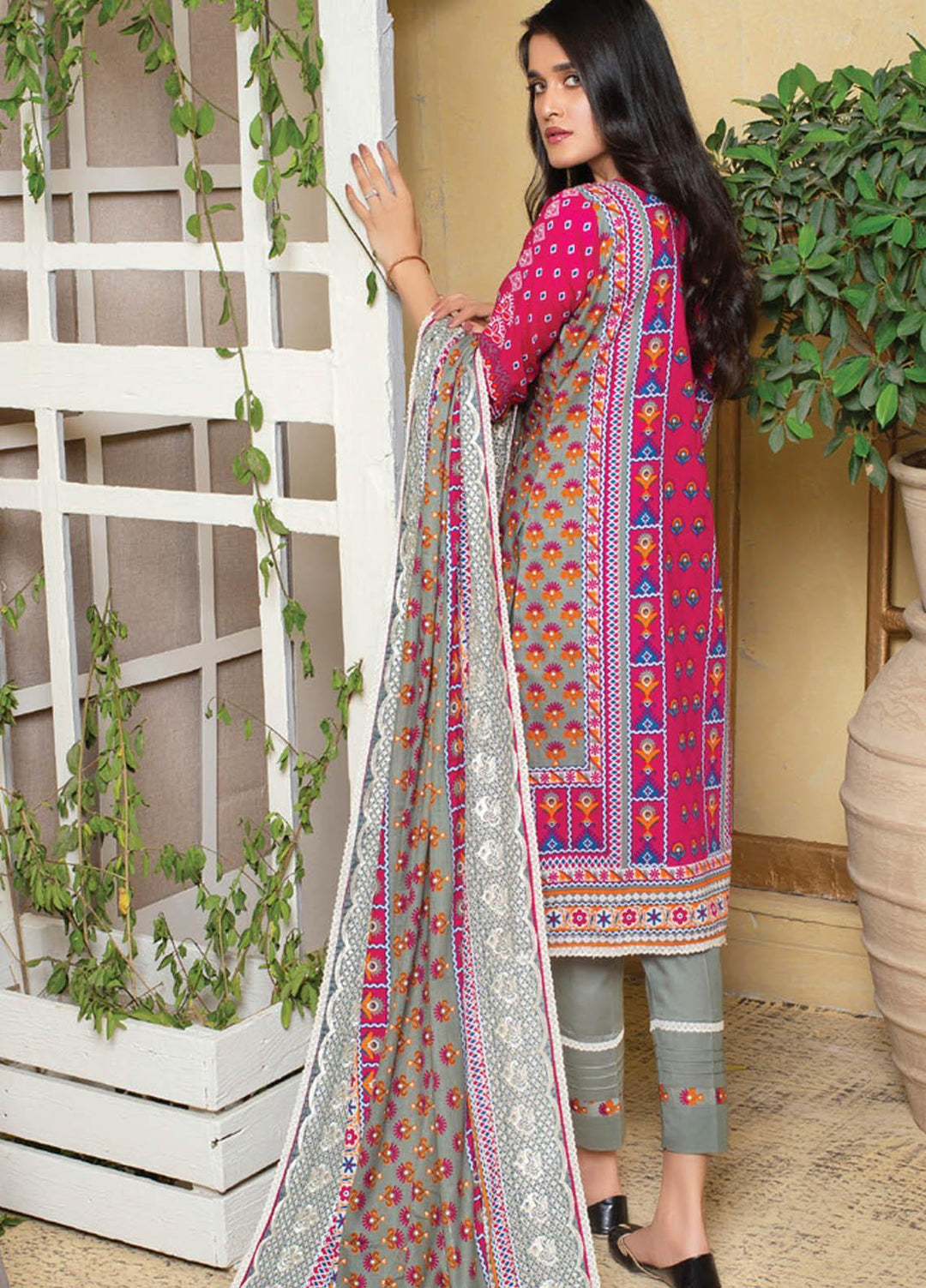 MTF Embroidered Lawn Suits Unstitched 3 Piece MTF21EL MTF-5-B - Summer Collection