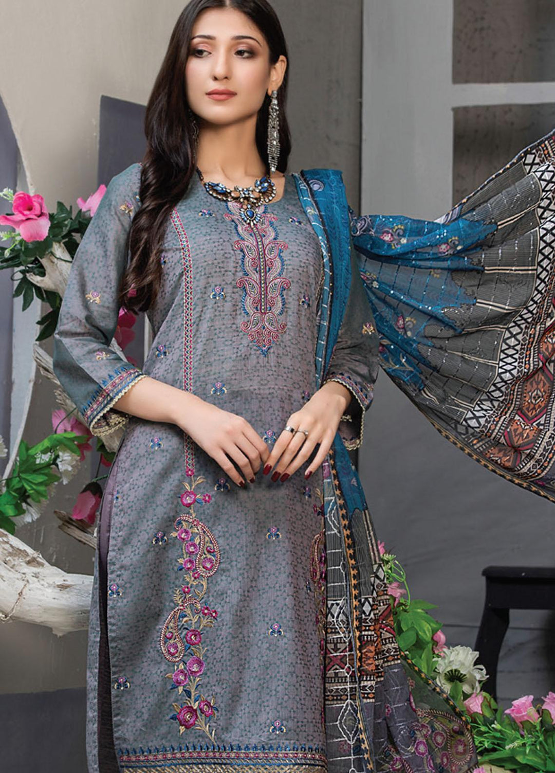 MTF Embroidered Jacquard Suits Unstitched 3 Piece MTF21TT D-01 - Summer Collection