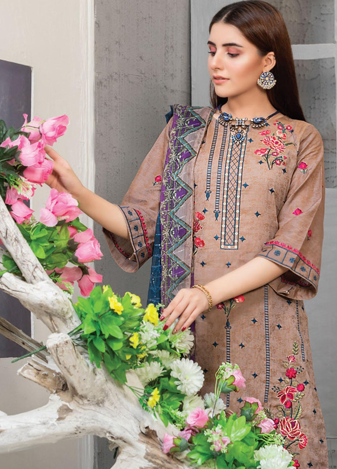 MTF Embroidered Jacquard Suits Unstitched 3 Piece MTF21TT D-02 - Summer Collection