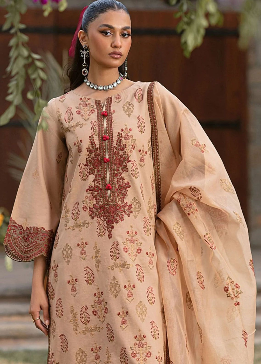 Muntazir By Mohagni Embroidered Lawn Suit Unstitched 3 Piece MG24ML CM-11 - Luxury Summer Collection