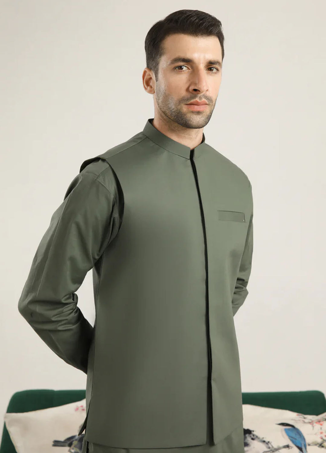 Muraqsh Plain Cotton 3 Piece Suit MUR-AGCKT