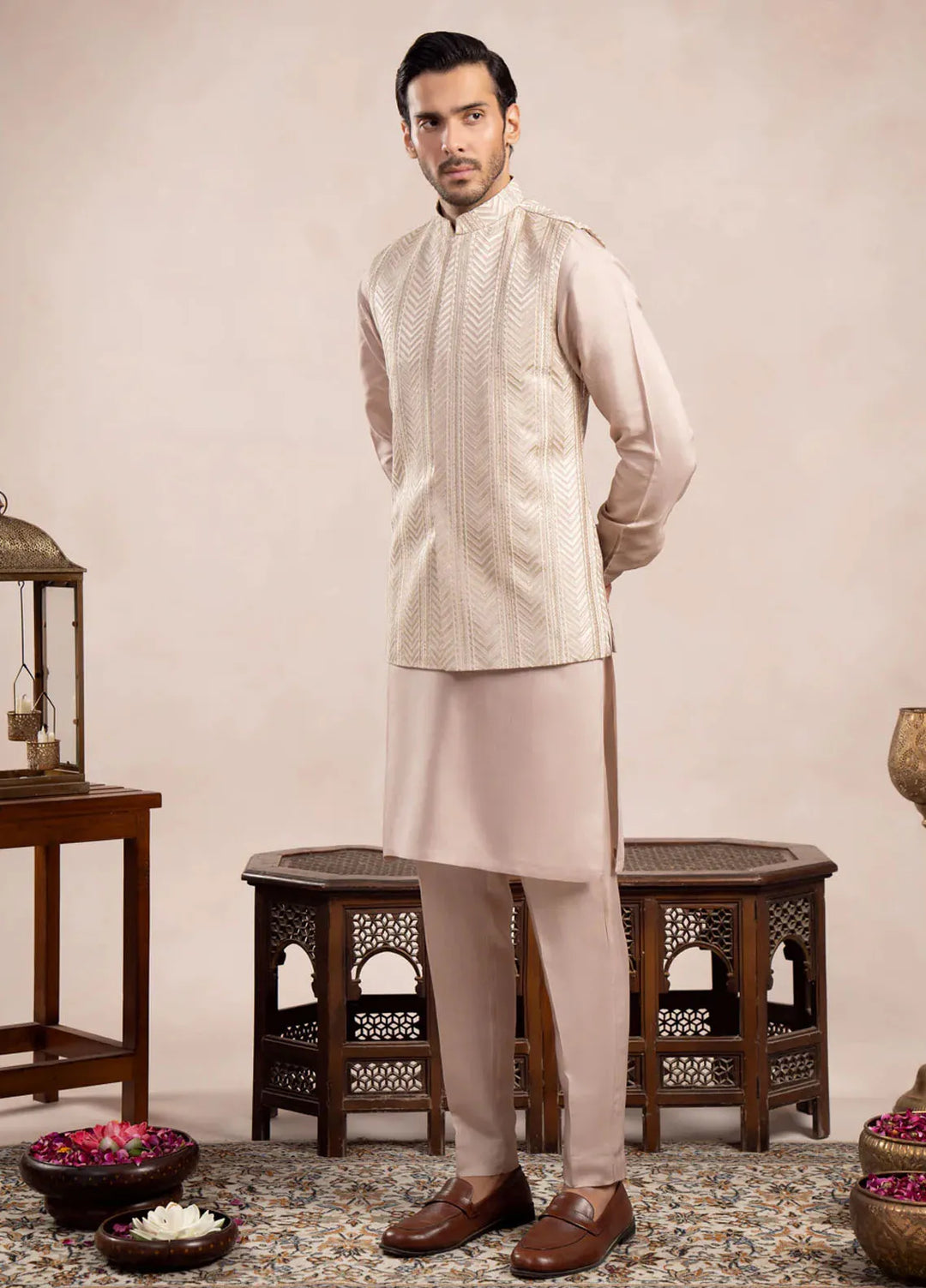Muraqsh Pret Embroidered Raw Silk 1 Piece Arrow Embroidered Waistcoat