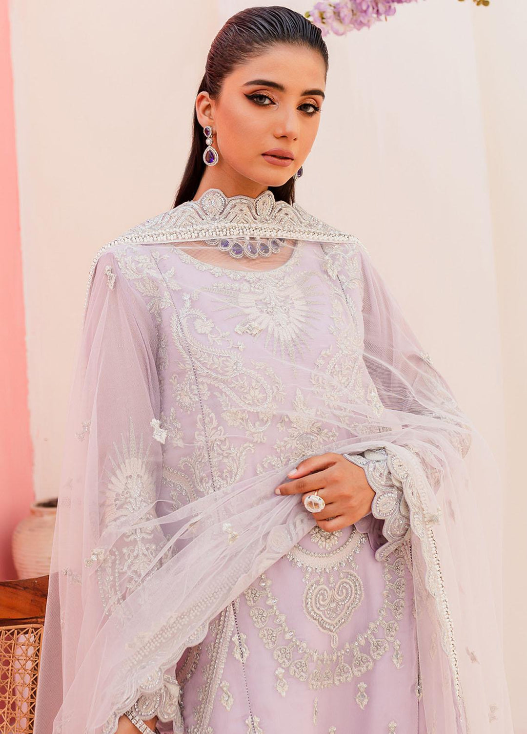 Murat By Freesia Premium Embroidered Chiffon Suits Unstitched 3 Piece FRE23MU FFD-0112 Evening Haze - Festive Collection