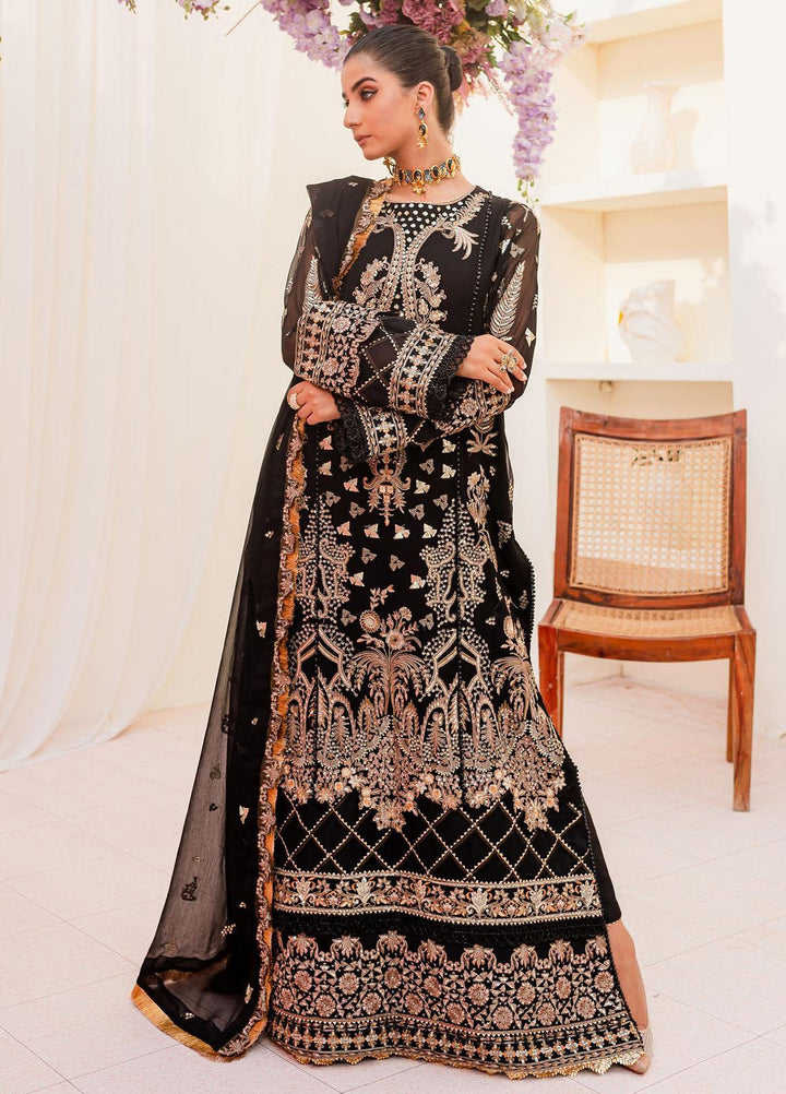 Murat By Freesia Premium Embroidered Chiffon Suits Unstitched 3 Piece FRE23MU FFD-0116 Onyx - Festive Collection