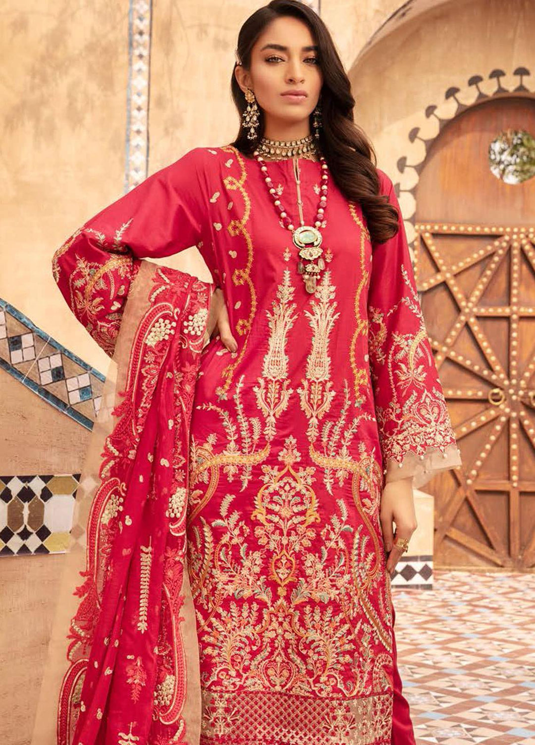 MusCari Embroidered Lawn Suits Unstitched 3 Piece MC21L MLC-07 - Summer Collection