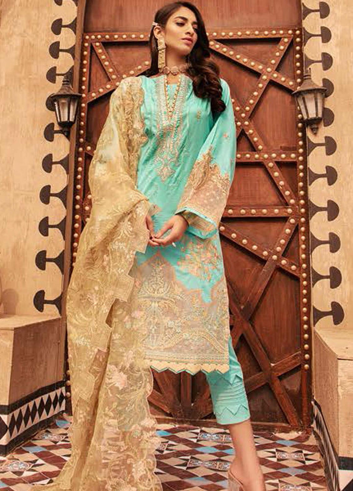 MusCari Embroidered Lawn Suits Unstitched 3 Piece MC21L MLC-09 - Summer Collection