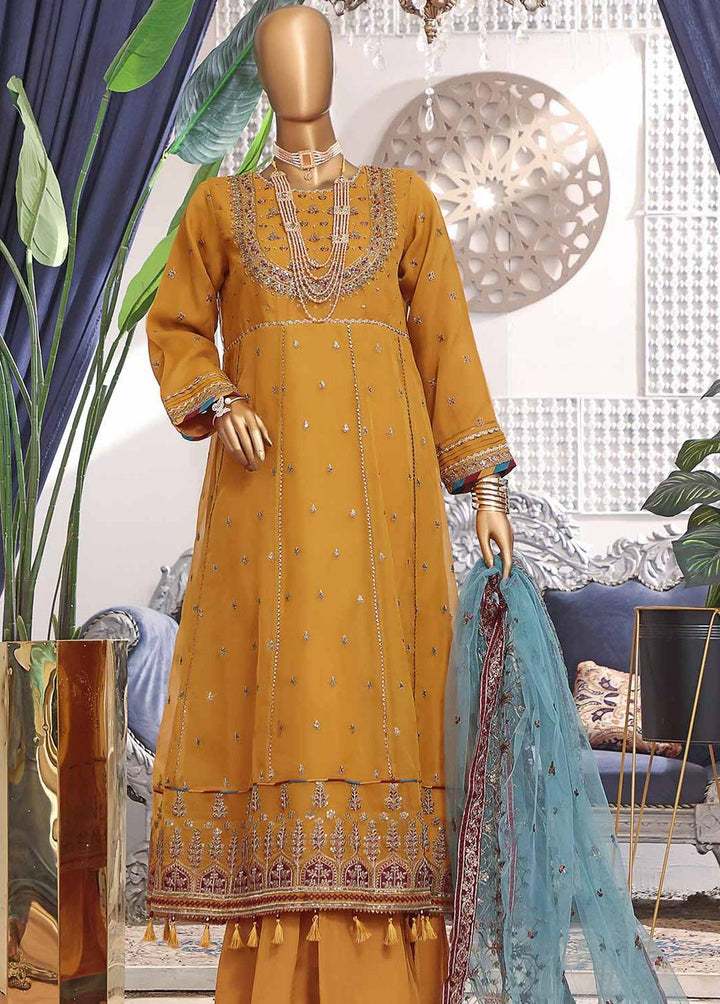 Muse By HZ Textiles Embroidered Organza Suits Unstitched 3 Piece HZ22M 06 Rangrez - Luxury Collection