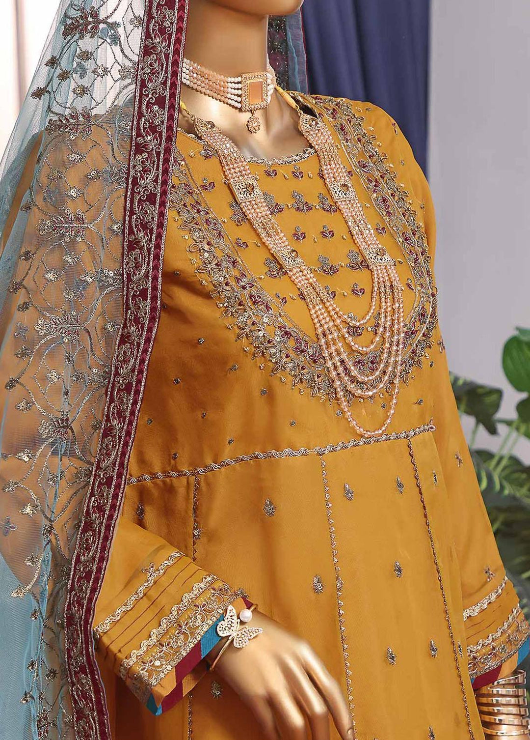 Muse By HZ Textiles Embroidered Organza Suits Unstitched 3 Piece HZ22M 06 Rangrez - Luxury Collection