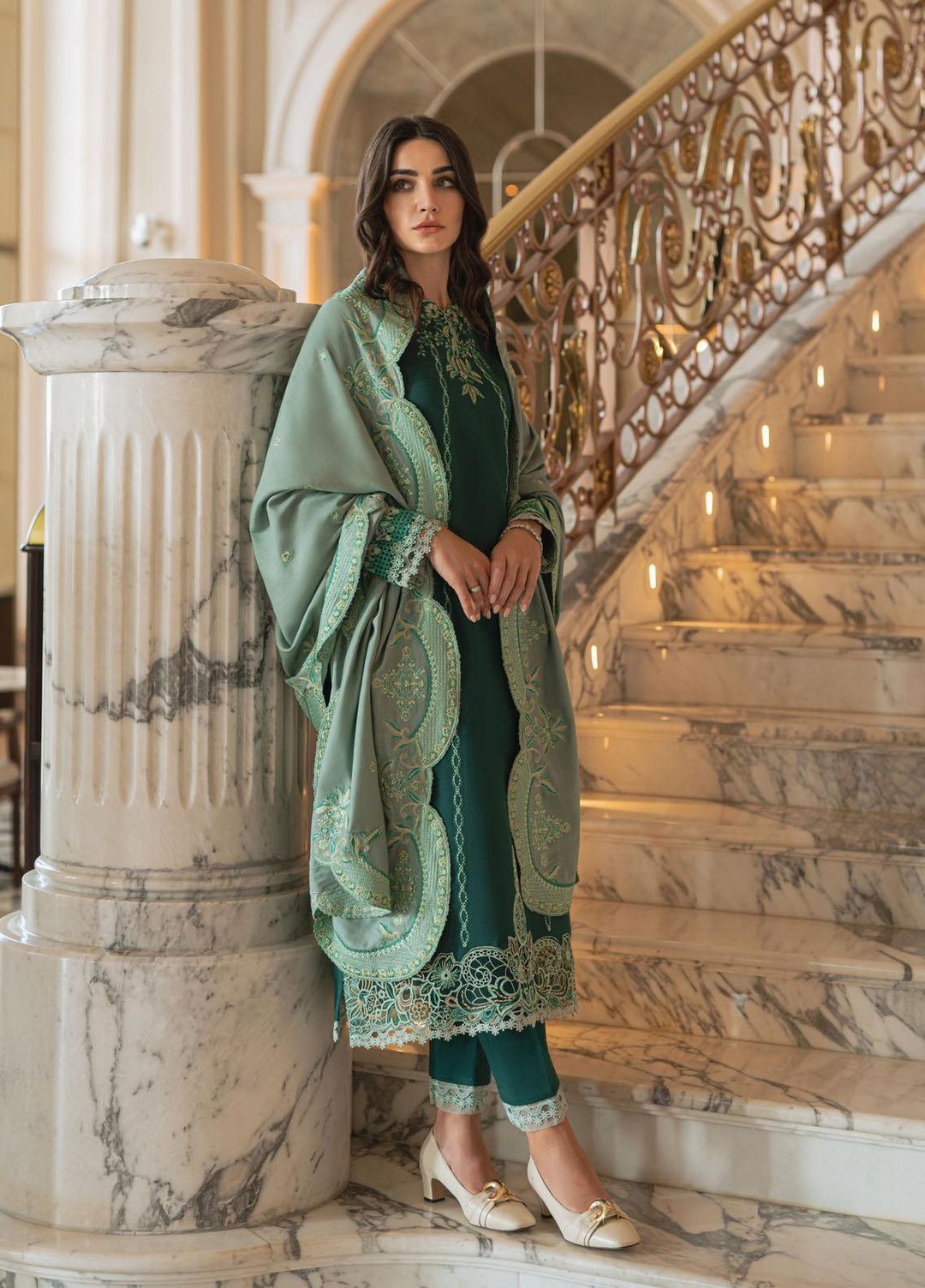 Mushq Casual Pret  Khaddar 3 Piece Suit MWP22-03 Parakeet