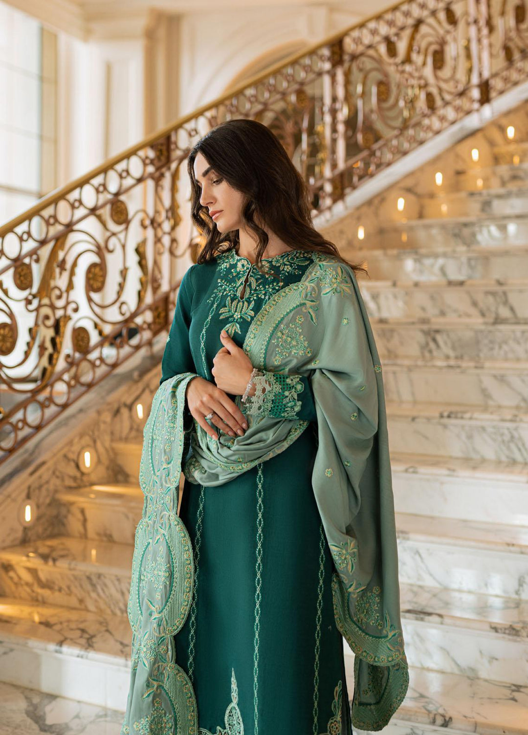 Mushq Casual Pret  Khaddar 3 Piece Suit MWP22-03 Parakeet
