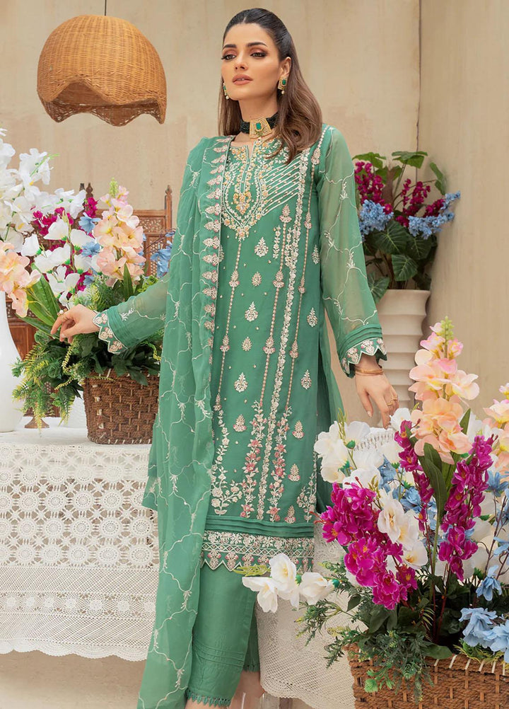 Shamooz Embroidered Casual Chiffon 3 Piece Suit SEM-0517 Apple Green