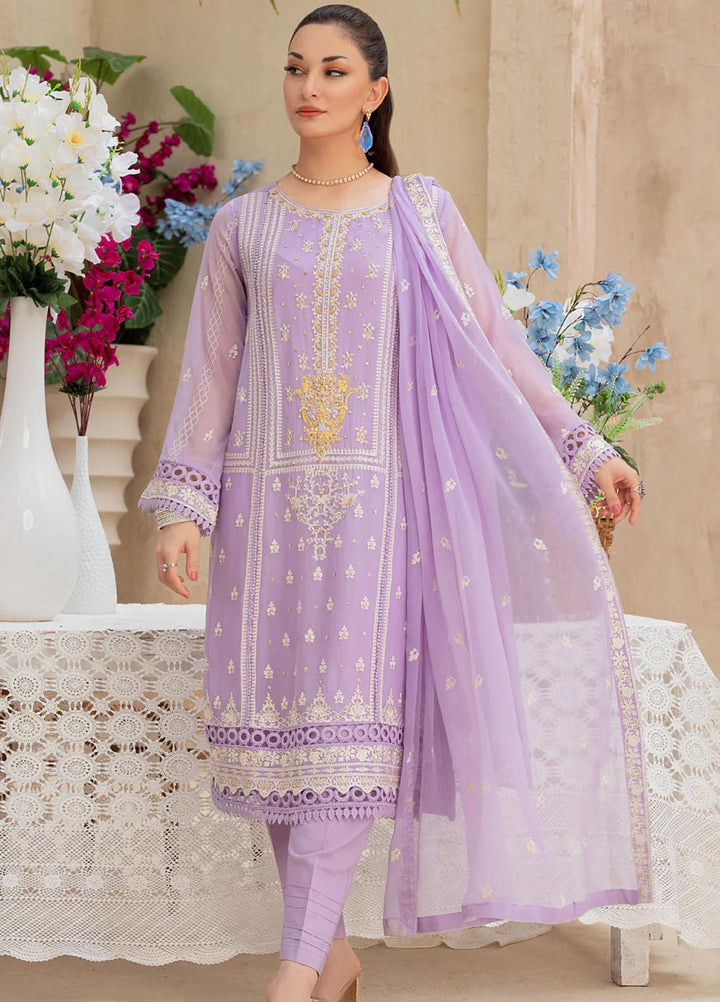 Shamooz Embroidered Casual Chiffon 3 Piece Suit SEM-0519 Light Purple