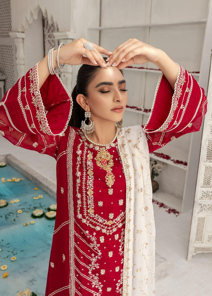 Shamooz Luxury Pret  Chiffon 3 Piece Suit Garnet SEM-0426