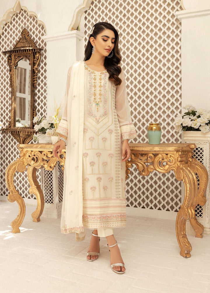 Shamooz Luxury Pret  Chiffon 3 Piece Suit Ivory Bound SEM-0425