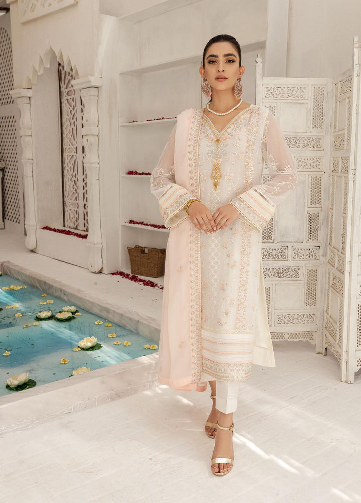 Shamooz Luxury Pret  Chiffon 3 Piece Suit Ivory Glam SEM-0419
