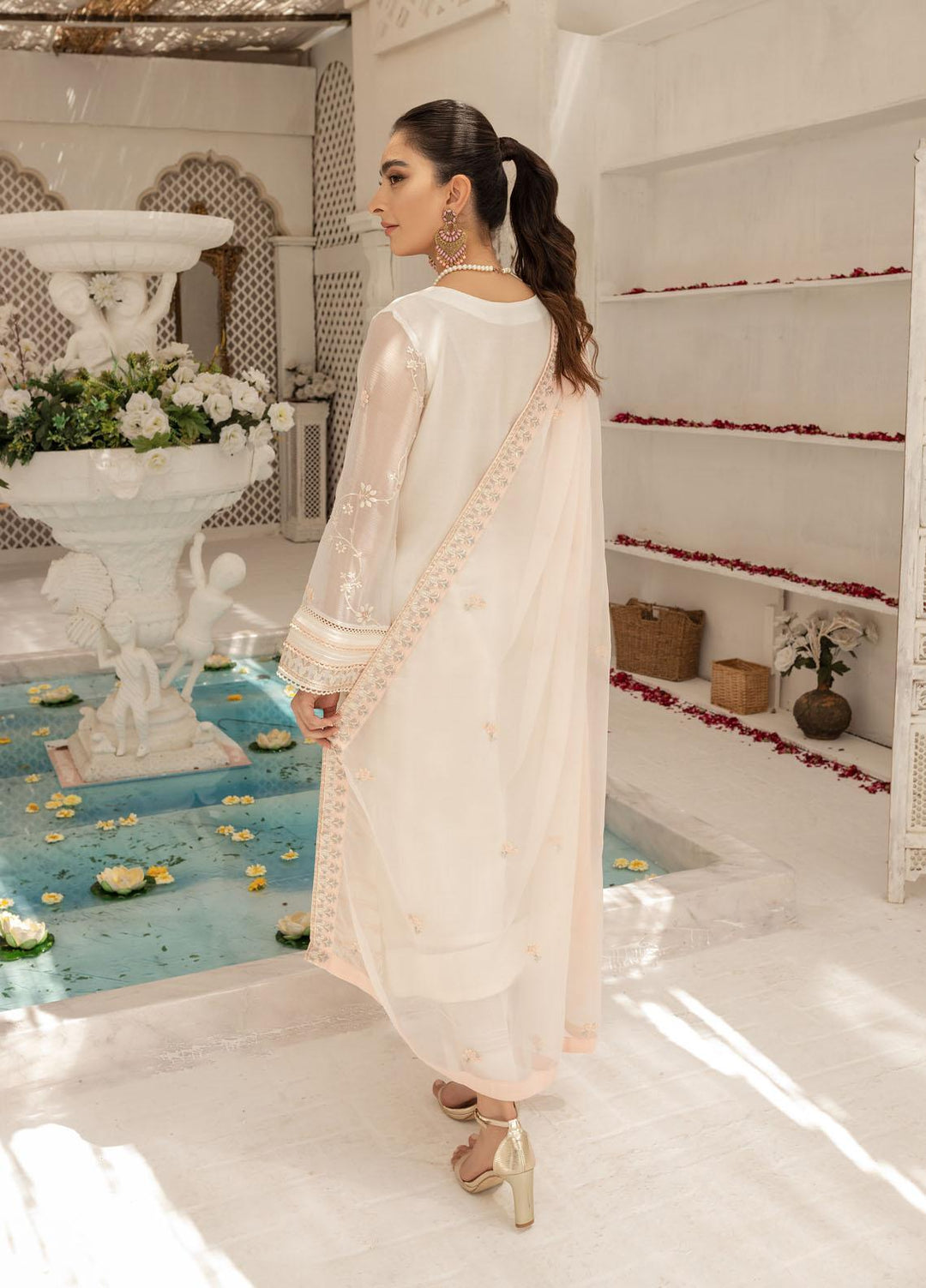 Shamooz Luxury Pret  Chiffon 3 Piece Suit Ivory Glam SEM-0419