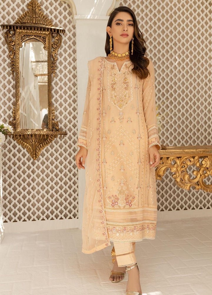 Shamooz Luxury Pret  Chiffon 3 Piece Suit Mist Peach SEM-0412