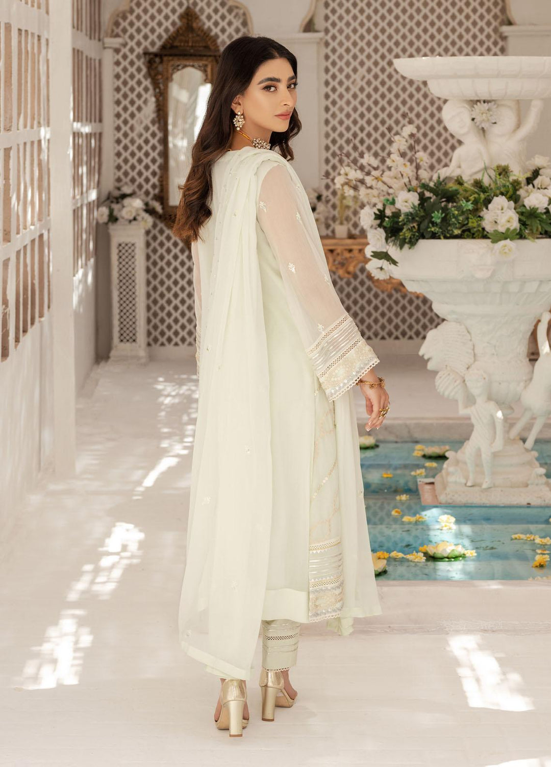 Shamooz Luxury Pret  Chiffon 3 Piece Suit Light Green SEM-0428