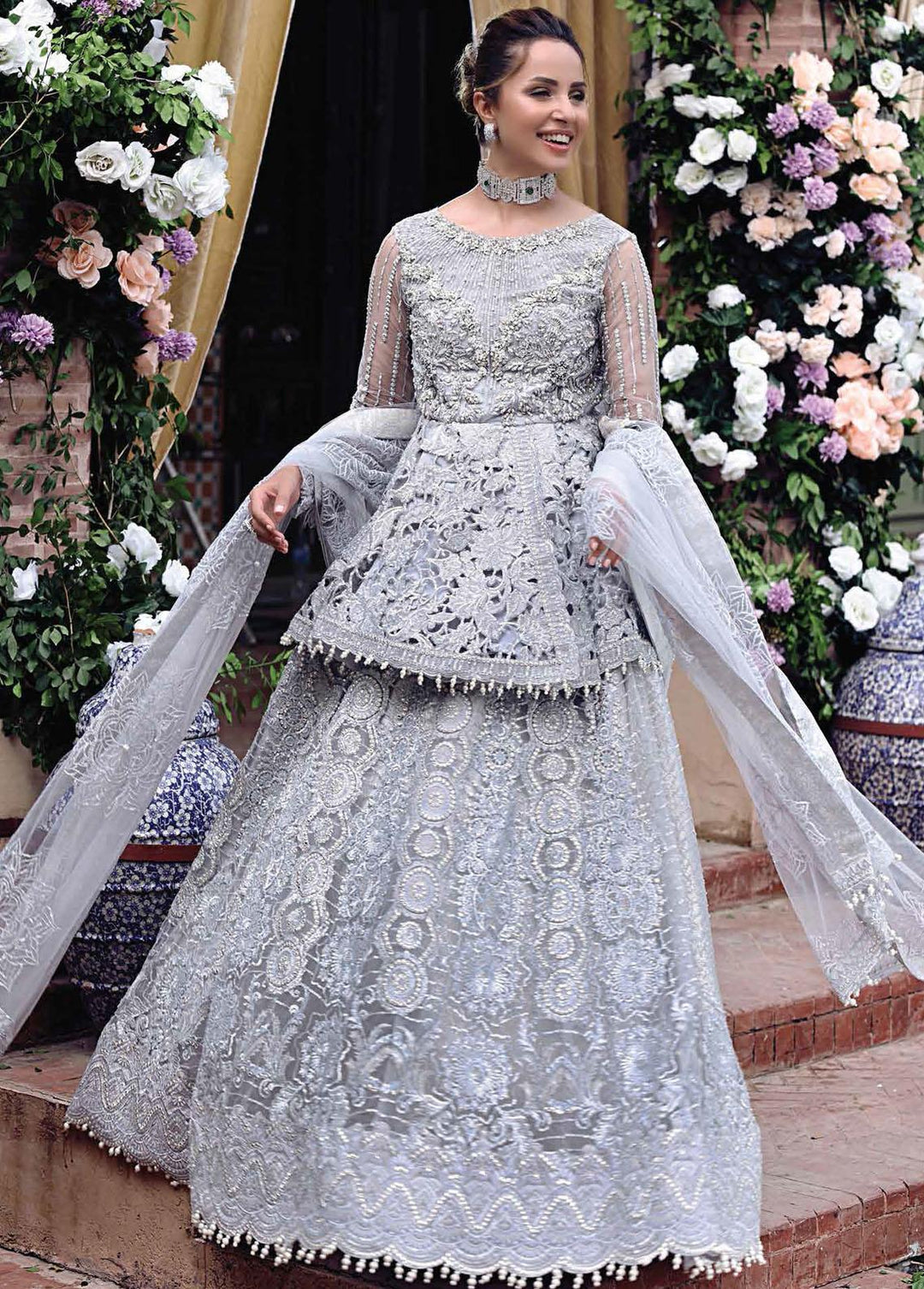Dhee Rani By Mushq Embroidered Net Suits Unstitched 3 Piece MQ21WD TDL21-01 Amal - Wedding Collection