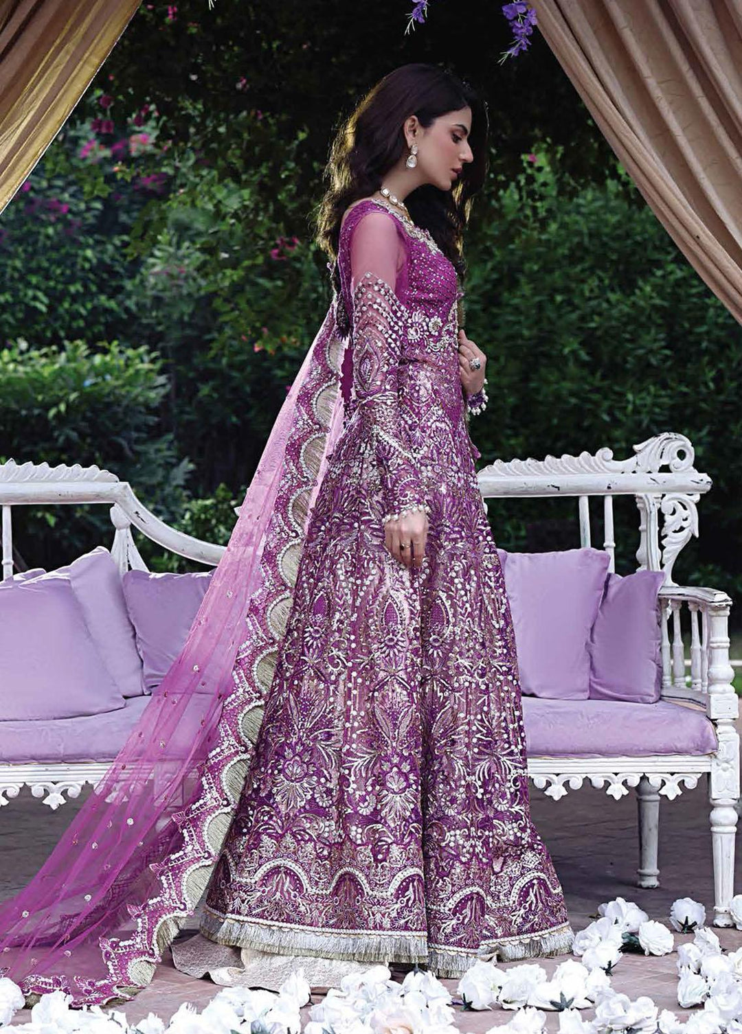 Dhee Rani By Mushq Embroidered Net Suits Unstitched 3 Piece MQ21WD TDL21-03 Maha - Wedding Collection