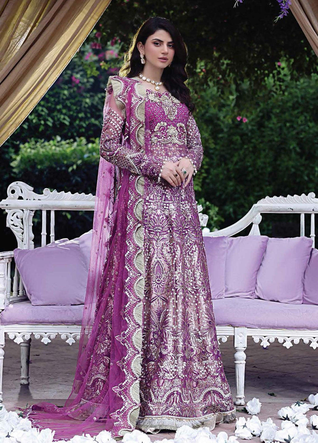 Dhee Rani By Mushq Embroidered Net Suits Unstitched 3 Piece MQ21WD TDL21-03 Maha - Wedding Collection