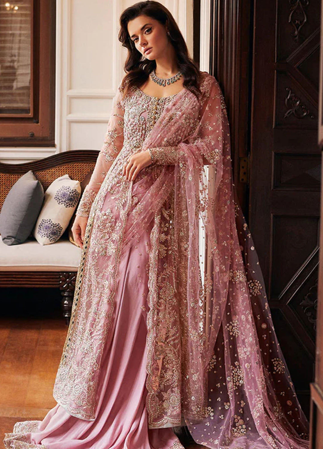 Mushq Embroidered Net Suits Unstitched 3 Piece MQ25MR BOM-04 Luster - Formals Collection